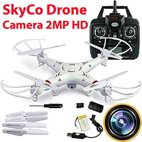 SkyCo RC Quadcopter with 2MP Video Camera4 Ch 24ghz 6gyro Remote Control Drone Equipted with Headless System Drones Quadcopters