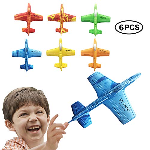 US Sense 6 Pack 7 Airplane Battle Plane Toy Throwing Foam Airplane Flying Aircraft Plane DIY Glider Aeroplane Model Jet Kit Flying Toys Outdoor Sport Game Toys Great Gift for Birthday